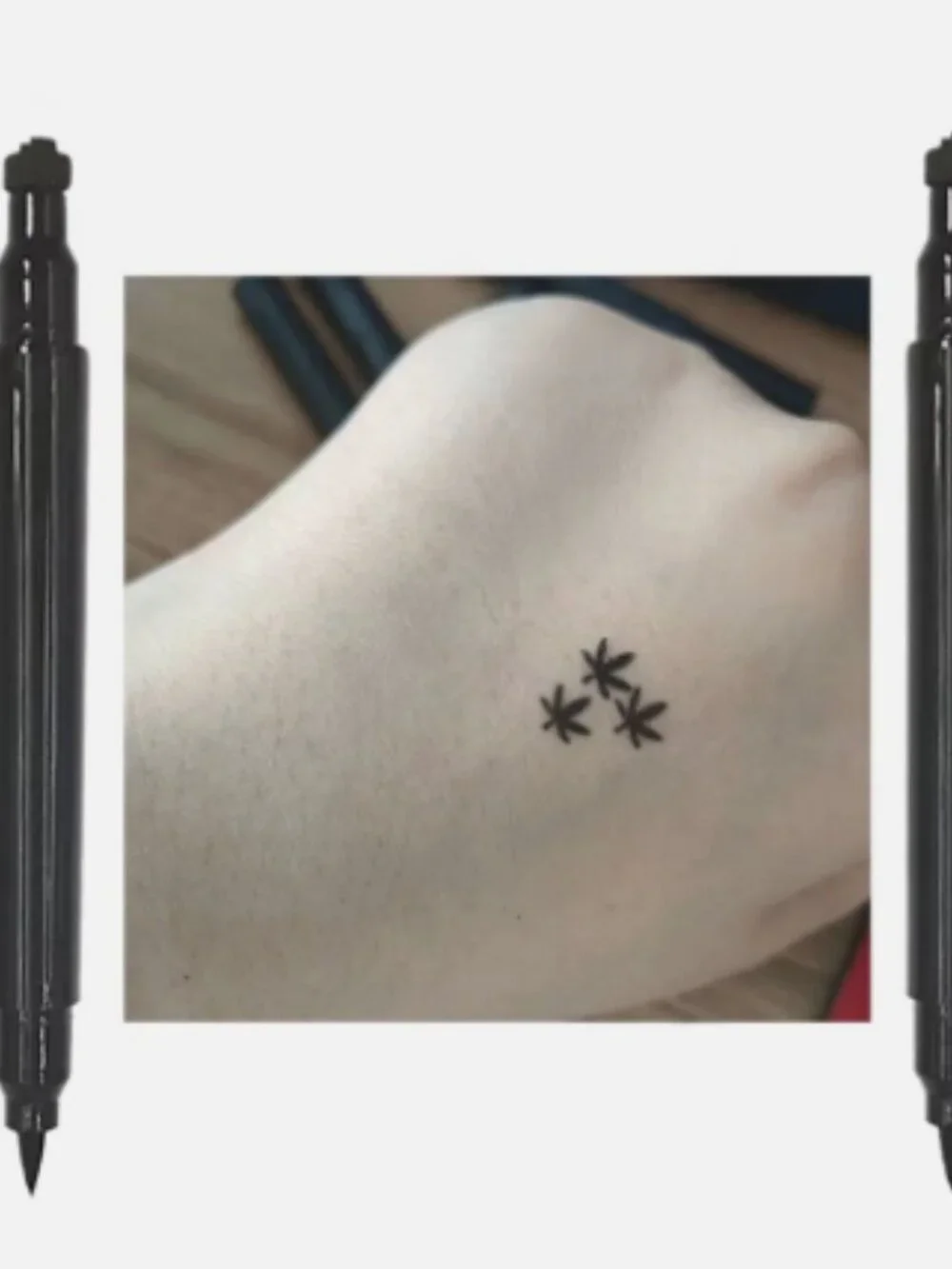 2 in 1 Eyeliner Stamp Pen Hemp Leaf Waterproof Smudge Proof Black Makeup